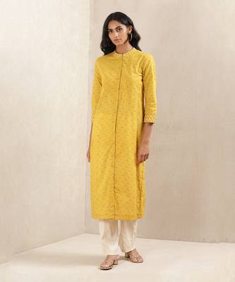 Yellow Printed Cotton Kurta by RITU KUMAR 1