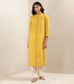 Yellow Printed Cotton Kurta by RITU KUMAR