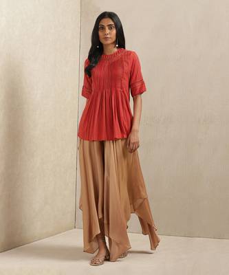 Red Solid Cotton Kurti 1