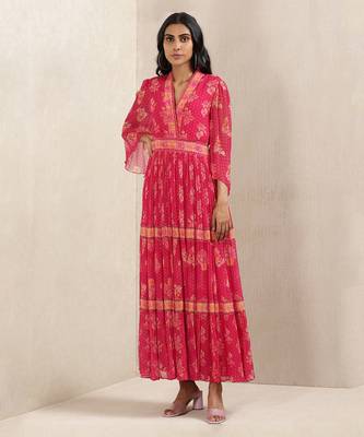 Pink Floral Print Dress 1