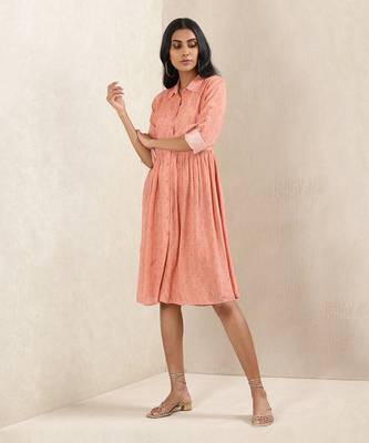 Peach Printed Silk Dress by RITU KUMAR 2