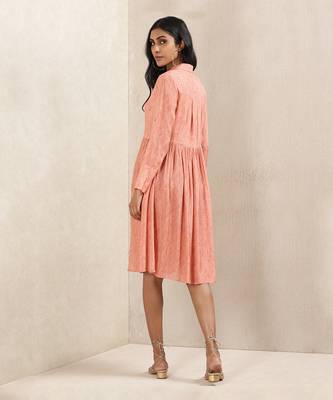 Peach Printed Silk Dress by RITU KUMAR 3