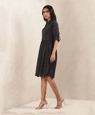 Black Printed Silk Dress 2