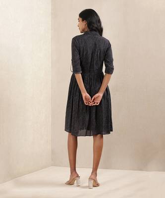 Black Printed Silk Dress 3