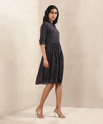 Black Printed Silk Dress 4