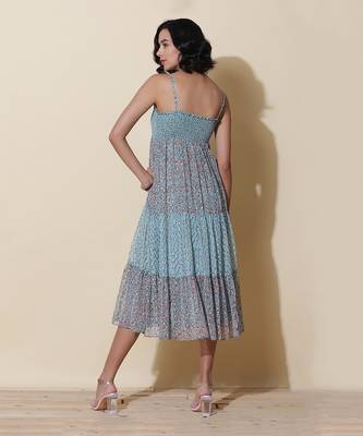 Strappy Printed Long Dress by LABEL 3