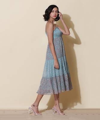 Strappy Printed Long Dress by LABEL 4