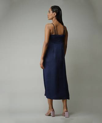V-Neck Strappy Solid Long Dress 3