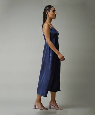 V-Neck Strappy Solid Long Dress 4