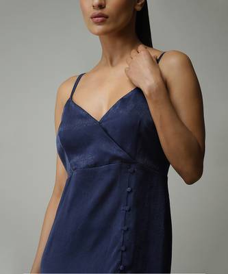 V-Neck Strappy Solid Long Dress 5