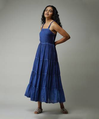 Strappy Solid Long Dress 1