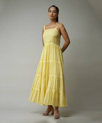 Strappy Solid Long Dress 1