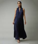 V-Neck Sleeveless Solid Crushed Long Dress by LABEL