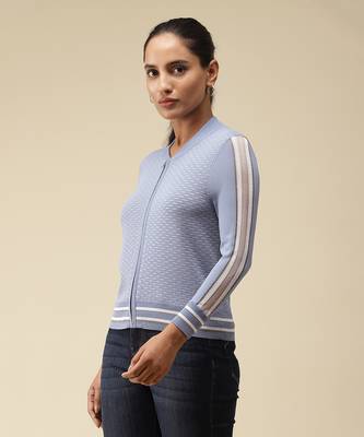 Round Neck Full Sleeves Front Open Jacket by LABEL 2