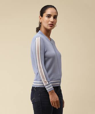 Round Neck Full Sleeves Front Open Jacket by LABEL 4