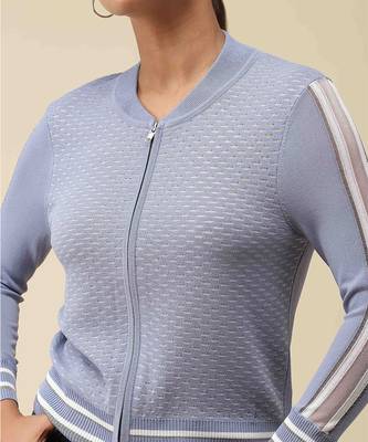 Round Neck Full Sleeves Front Open Jacket by LABEL 5