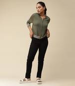 Round Neck Full Sleeves Front Open Jacket by LABEL