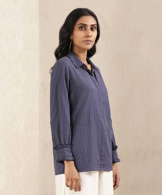 Blue Stripe Cotton Shirt 4