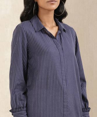 Blue Stripe Cotton Shirt 5