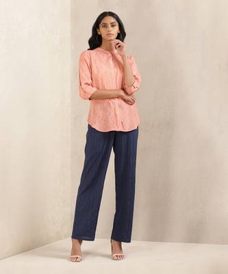 Peach Printed Silk Shirt 1