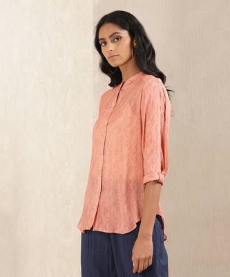 Peach Printed Silk Shirt 2