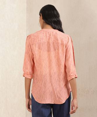 Peach Printed Silk Shirt 3
