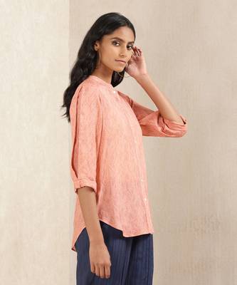 Peach Printed Silk Shirt 4