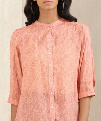 Peach Printed Silk Shirt 5