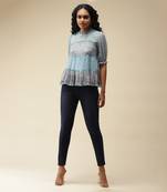 Round Neck Half Sleeves Printed Short Top With Camisole