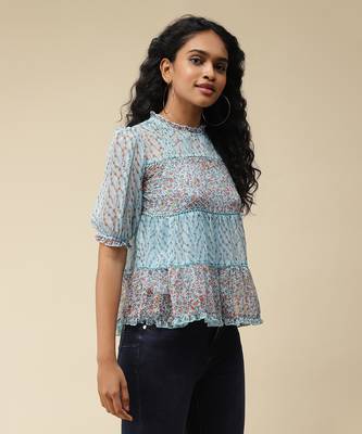 Round Neck Half Sleeves Printed Short Top With Camisole 4