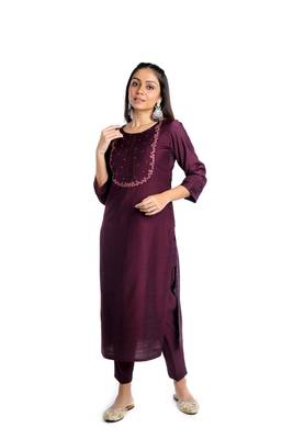 Fit Boat Neck 3/4 Sleeve Cotton Silk Embroideries Kurti with Pant 2