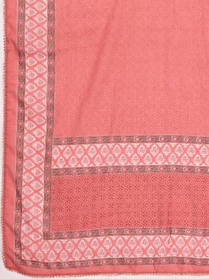 Vbuyz Women'S Print & Gota Patti Anarkali Cotton Peach Stitched Kurta Pant With Dupatta 8