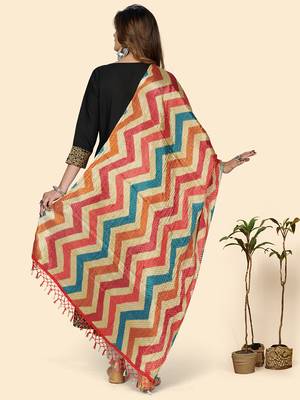 Vbuyz Women'S Silk Multicolor Leheriya Print Dupatta 2
