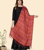 Vbuyz Women'S Silk Maroon Bandhani Print Dupatta
