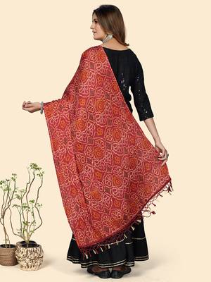 Vbuyz Women'S Silk Maroon Bandhani Print Dupatta 2
