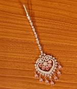 Pink onyx maang-tikka