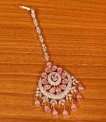 Pink onyx maang-tikka