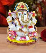 Karigaari Handicrafted Stone Resin Ganesh Spiritual Multicolour Murti for Home & Office decor