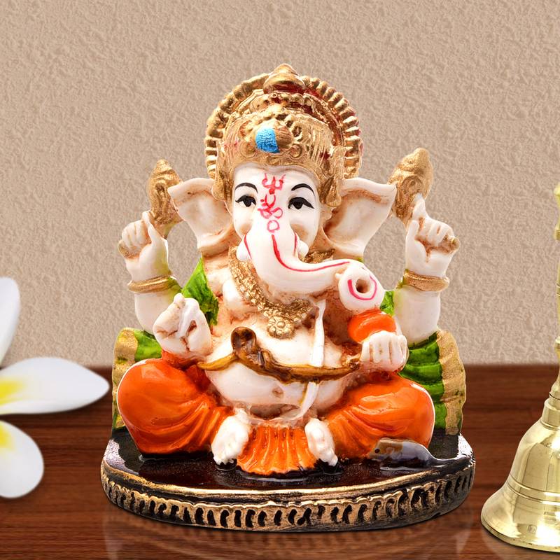 Karigaari Gold Plated Antique Ganpati Bappa Morya God Ganesh Ji Idol for Special Occasion