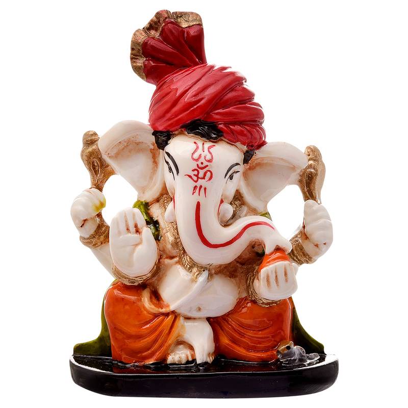 Karigaari Gifting Pagdi Wale Lord Ganesha Idol with Antique Finish Home decor