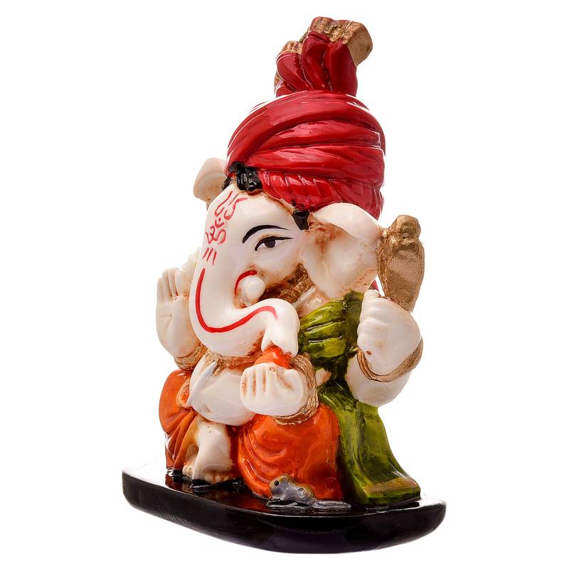 Karigaari Gifting Pagdi Wale Lord Ganesha Idol with Antique Finish Home decor