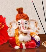 Karigaari Gifting Pagdi Wale Lord Ganesha Idol with Antique Finish Home decor