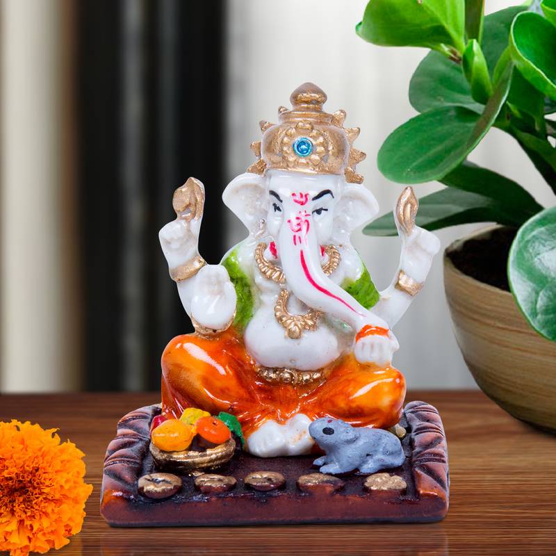 Karigaari Blessing Religious God Ganesha with Rat Beautiful Idol