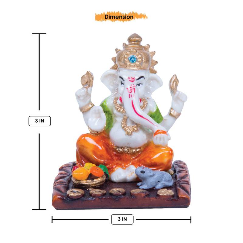 Karigaari Blessing Religious God Ganesha with Rat Beautiful Idol