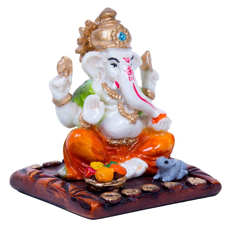 Karigaari Blessing Religious God Ganesha with Rat Beautiful Idol