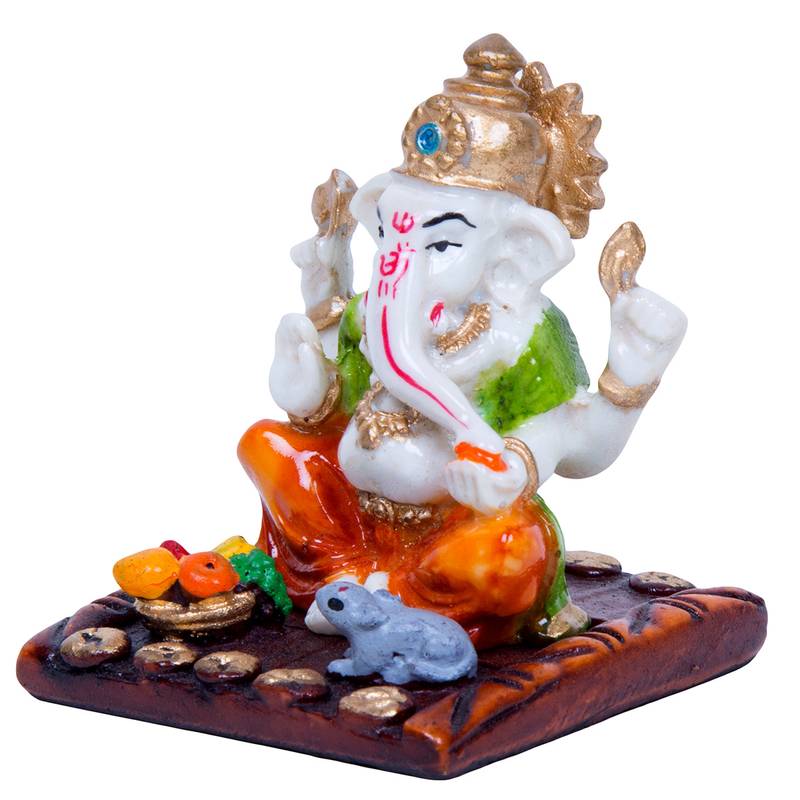 Karigaari Blessing Religious God Ganesha with Rat Beautiful Idol