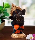 Karigaari God Good Luck Decorative Black Dancing Ganpati Idols for Car Dashboard