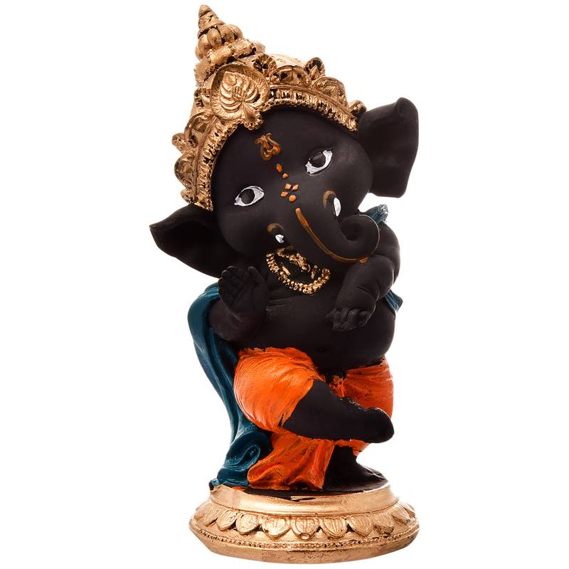 Karigaari God Good Luck Decorative Black Dancing Ganpati Idols for Car Dashboard