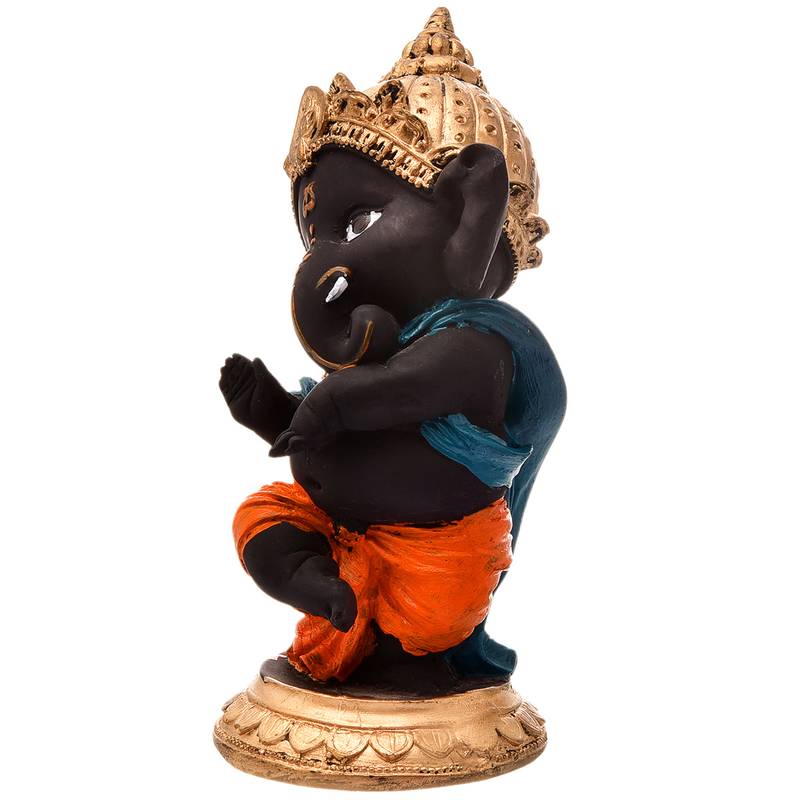 Karigaari God Good Luck Decorative Black Dancing Ganpati Idols for Car Dashboard