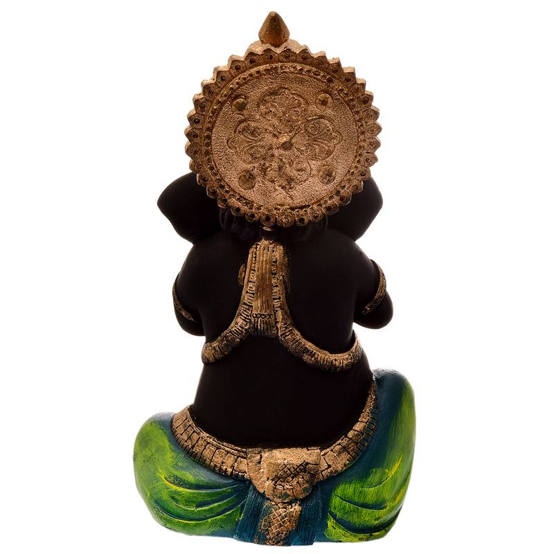 Karigaari Playing with Music Instrument Black Ganesha Ganpati Idol for Office